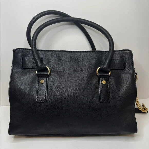 Michael Kors Hamilton Medium Saffiano Leather Handbag w Gold Rock Black - Picture 3 of 11